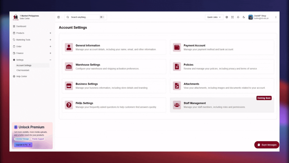 Payment Account Settings Walkthrough